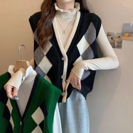 Women's Vests Early Spring And Autumn 2023 Knitted Vest Top Wearing Diamonds Externally Overlapping Sweetheart Tank