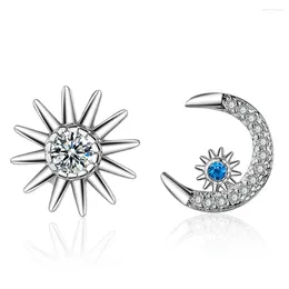 Stud Earrings 2023 Trendy Star And Moon Studs Silver Colour Korean For Women Party Gift Jewellery Wholesale E6395b