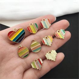 Charms Nedar 10pcs/lot Trendy Romantic Enamel Love Heart For Necklaces Pendants Earrings DIY Colorful Accessories Jewelry Gift