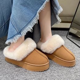 Slippers Women Thick Sole Faux Fur Winter Plush Warm Cotton Shoes Woman Indoor Outdoor Non Slip Fluffy Platform 231019