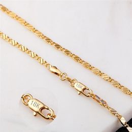 2mm Flat Chains Fashion Luxury Women Jewelry 18K Gold Plated Necklace Chain Mens 925 Silver Plated Chains Necklaces Gifts DIY Acce254A