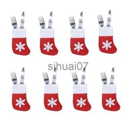 Christmas Decorations Hot Sale 6pcs Christmas Decoration Snowflake Stockings Cutlery Pockets Christmas Socks For Home Table Dinner Party Xmas Decor x1019