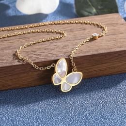 Pendant Necklaces Korean Fashion Stainless Steel Butterfly For Women Golden Colour Statement Necklace Jewellery Gifts Drop