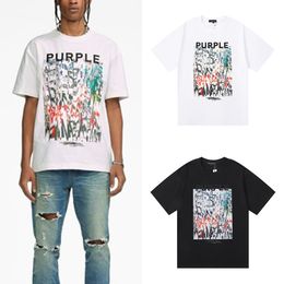 Designer Mens Loose Leisure White Shirts Purple Brand T-Shirts Color Printed Cotton Loose Casual Men's And Women's Hip Hop Short Sleeved T-Shirt 1487