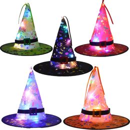 Halloween Toys 5 Pcs Glowing Witch Hat 8 Lighting Modes Halloween Witch Hat Lights Decorations 8 Lighting Modes Battery-Powered String Lights 231019