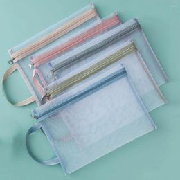 Storage Bags 2023 Mesh Zipper Pouch Document Bag Waterproof Zip File Folders School Office Supplies Pencil Case 1 PC Cosmetic Makeup