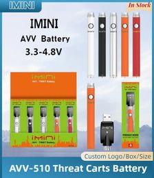 Authentic Imini 380mah variable voltage preheating battery e cigarette 510 thread for thick oil vape cartridges 3.3-3.8-4.3-4.8v for Vapour in Display Box Vapour Instock