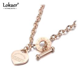 Lokaer Titanium Stainless Steel Heart Charm Pendant Necklaces Jewelry Classic Love Bible Proverbs 423 O-Chain Necklace N19085 H122849