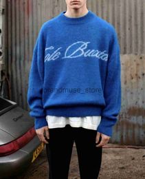 Men's Sweaters 23 Winter Pullover Cole Buxton Letter Jacquard Oversized High Quality Men Women Knitted Loose Blue Black Sweater J231013