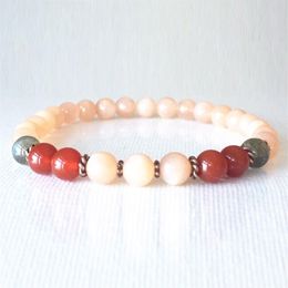 MG0813 6 mm A Grade Sunstone Labradorite Bracelet Womens Carnelian Heart Chakra Healing Bracelet Dainty Yoga Mala Bracelet3410