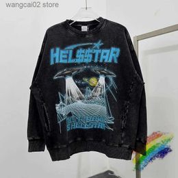 Men's Hoodies Sweatshirts Nice Washed Hellstar UFO Sweatshirts Men Women Vintage Crewneck Hell Star Hoodie T231019