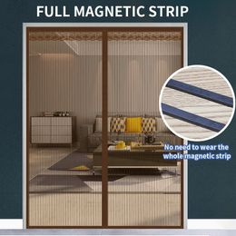 Sheer Curtains Upgraded Screen Door Full Magnetic Strip Anti-mosquito Door Curtain Seamless Closure Fishing Line Material Mesh for Door 231018