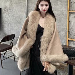 Womens Fur Faux Women Top Grade Fashion Solid Colour Real Coat Autumn Winter Casual Poncho Style Natural Jackets 231018