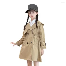 Jackets Girls Long Jacket Outerwear Solid Colour Windbreaker Spring Autumn Children's Coat Casual Style Clothes