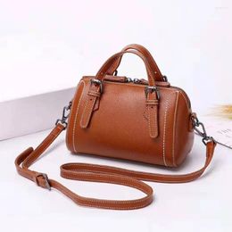 Evening Bags 2023 Genuine Leather Small Handbag Excellent First Layer Cowhide Women Shoulder Crossbody Fashion Female Boston Bag Purse