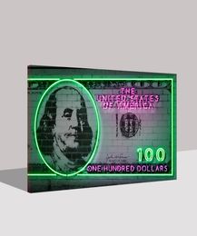 Modular Poster Modern Neon Lights Printed Wall Art Canvas US Dollar Picture Benjamin Franklin Paintings Home Decor Frame Office5286981