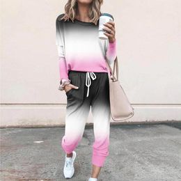 Women's Two Piece Pants Outfit Long Sleeve Crewneck Pullover Tops And Tracksuit Bottoms Out Women Jumper For