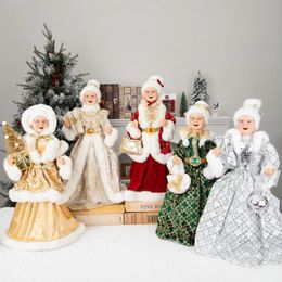 Christmas Decorations 48cm Santa Claus Grandpa Grandma Doll Ornaments Decoration Scene Layout 231018