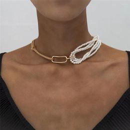 Pendant Necklaces Unique Pearl Chain Necklace For Women Wedding Punk Gothic Twisted Chunky Thick Choker Valentine's Day Gift