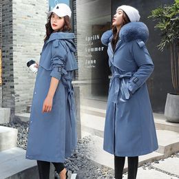 Women's Trench Coats Winter Jacket Women Parka Clothes Long Wool Liner Hooded Fur Collar Thick Warm Cotton Clothing Detachable Jackets