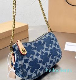 Evening Bags Fashion Underarm Bags Clasical Denim Canvas Bag with a Shoulder Strap Half Moon Crossbody Bags Chambray