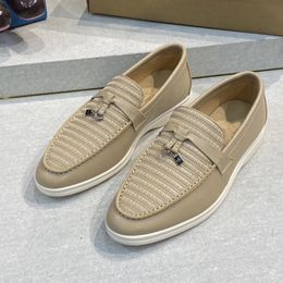 LP shoes Summer Charms embellished Walk suede loafers Apricot Genuine leather men casual slip on flats women Luxury Designers flat Dress shoe factory footwear 36-46