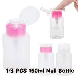 Storage Bottles 1/3 PCS 150ml Empty Press Nail Bottle Pumping Dispenser Plastic Polish Remover Cleaner Container Manicure Tools