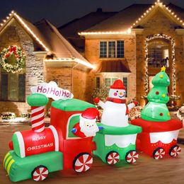 Decorazioni natalizie 8FT Treno di Natale Gonfiabili natalizi Gonfiabili Decorazioni per esterni Fai esplodere Babbo Natale Pupazzo di neve Albero di Natale per la festa del cortile 231019