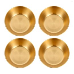 Plates 4 Pcs Seasoning Dish Small Appetizer Plate Containers Mixing Bowl Stainless Steel Child Japanese Salad Dressing