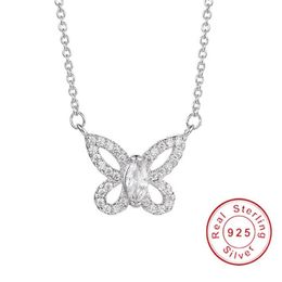 Luxury Butterfly 2ct Marquise Cut SONA stone Pendant Necklace 925 Sterling Silver Unique wedding Fine Jewellery With 45cm Chain270M