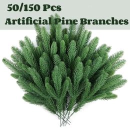 Christmas Decorations 50/100/150 Pcs Artificial Pine Branches Christmas Greenery Pine Needles DIY Cedar Picks Christmas Garland Wreath for Home Decor 231019