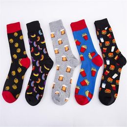 Men's Socks For 2021 Big Size Cartoon Cotton With Beer Burger Happy Men Meias 51401301l