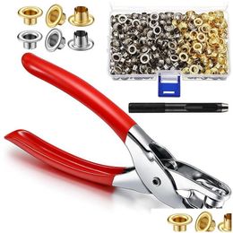 Professional Hand Tool Sets 502 Pieces 1/4 Inch Grommet Eyelet Plier Set Hole Punch Pliers Kit With 500 Metal Eyelets Drop Delivery