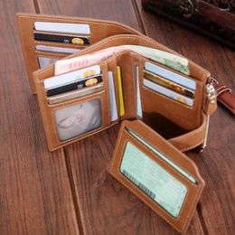 Wallets Card Holder For Men Wallet Coin Purse PU Leather Short Multifunction Purses Zipper Buckle Business Carteras