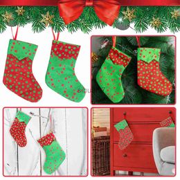 Christmas Decorations Christmas socks gift bags red and green dot Christmas inventory decorations sock candy bags Christmas tree hangers x1019