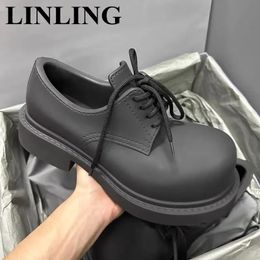 Dress Shoes Men Big Round Toe Shoes Woman Fashion Black Lace-up Oxford Shoes Women Luxury Brand Designer Casual Flats Shoes Loafers Men 231018