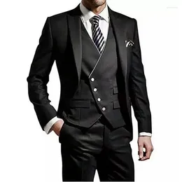 Men's Suits Custom Made Black Men Wedding Man Blazers 3Piece Slim Fit Coat Pants Vest Costume Homme Italian Terno Masculino Prom