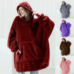 Women's Hoodies Thick Plush Sweatshirt Couple Style Home Warm Fleece Oversized Pullover Winter Casual Loose Pull Femme Hoodie Goth Y2k