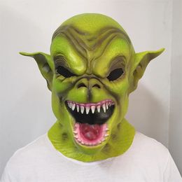 Halloween Toys Green Devil Monster Mask Goblin Latex Mask Halloween Cosplay Party Costume Headgear Horror Demon Makeup Props 231019