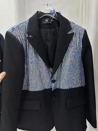 Men's Suits TD9042 Fashion Coats & Jackets 2023 Runway Semi-sheer Jacquard Mesh Chinese Lace-up Summer Loose Suit