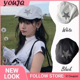Berets Y2K Artist Painter Duck Bill Berets Caps for Trendy Women Men Japanese Style Workwear Starry Forward Vintage Retro Bonnet Hat 231018