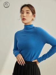 Womens Knits Tees DUSHU 100% Wool Black Blue Green White Women Basic Sweater Winter Full Sleeve Casual Solid Pullovers 231018