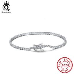 Bangle ORSA JEWELS 925 Sterling Silver Tennis Bracelet Bangles for Women Cubic Zircon Bracelet Fine Jewelry Anniversary Gift SB94 231018