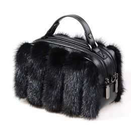 Fur Bag Mink for Women Winter Luxury Handbags Ladies Crossbody Single Shoulder Evening Bags Fluffy Handbag 220923