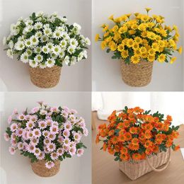 Decorative Flowers 21 Heads Artificial Daisy Sunflower Silk Faux Outdoor UV Resistant Fake Daisies For Home Garden Wedding