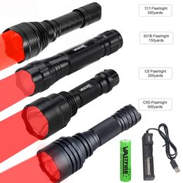 Flashlights Torches 500 Yards C8S/C8/501B Tactical Hunting Flashlight Torches Green Red White Light LED Rechargable Flashlights18650Charger 231018