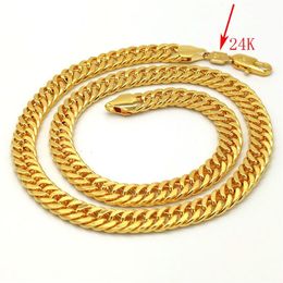 THAI BAHT Solid GOLD GF NECKLACE Heavy 88 Grammes Jewellery 4mm THICK TALL XP Cuban Curb Chain 24 K Stamp link261A