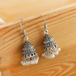 Dangle Earrings Afghan Vintage Silver Colour Earring Turkish Bells Jhumka For Women Turkey Boho Pearl Beads Tassel