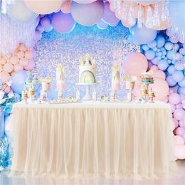 Table Skirt Tulle Table Skirt Wedding Table Cover Gauze Table Skirt Cake Table Decoration Birthday Year Party Table Surround 231019