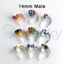 DHL!!! Wig Wag Glass Bowl 14mm 18mm Male Coloured Heady Glass Smoking Bowl Bong Bowl Piece Smoking Accessories For Glass Water Bongs Pipes